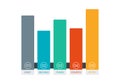 Bar chart graph with 5 colorful columns. Business infographic template. Vector illustration Royalty Free Stock Photo